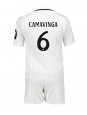 Billige Real Madrid Eduardo Camavinga #6 Hjemmedraktsett Barn 2024-25 Kortermet (+ Korte bukser)